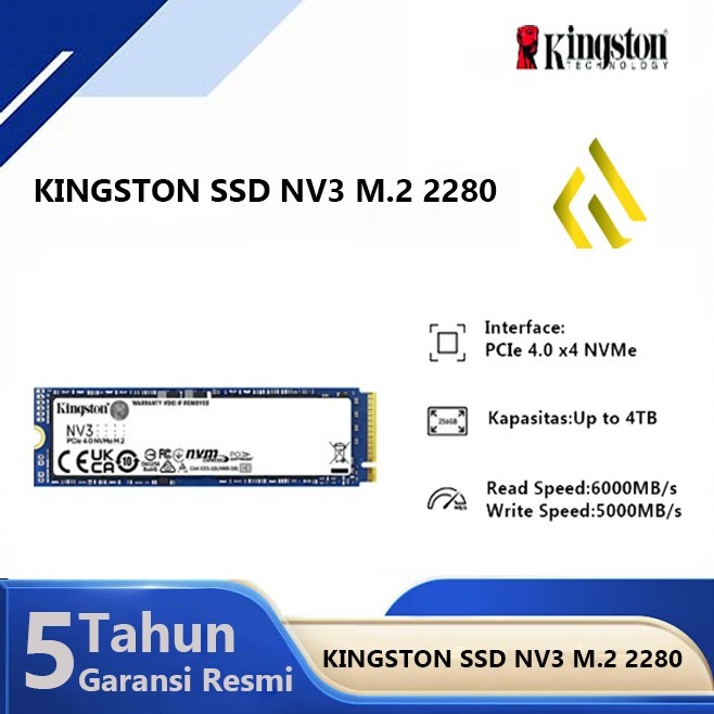 SSD Kingston NV3 500GB 1TB 2TB 4TB - SSD M.2 2280 (22x80mm) NVMe PCIe Gen 4