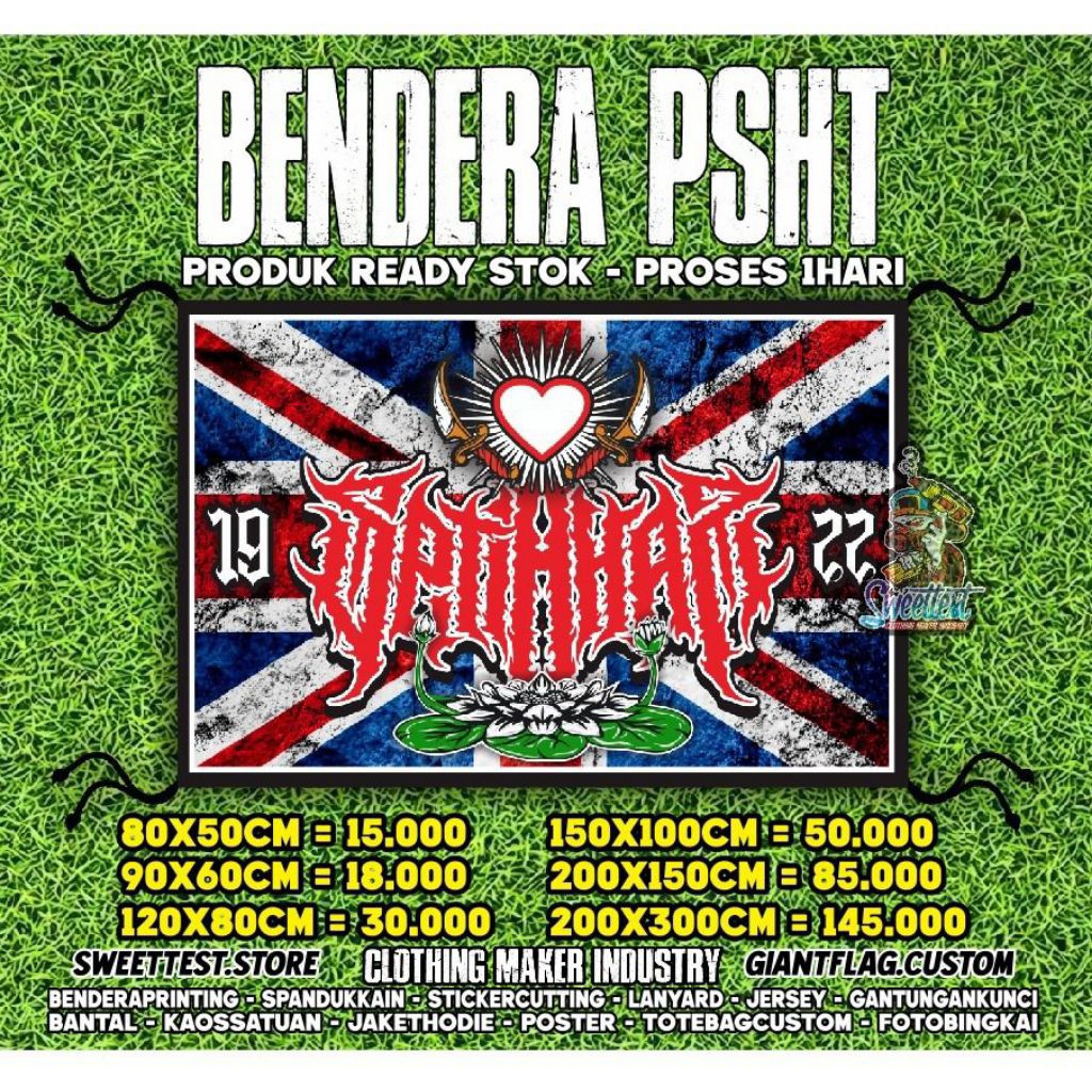 HARGA PABRIK + FREE STICKER SH, BENDERA PSHT, GIANTFLAG PSHT, BANNER SPANDUK KAIN SH PSHT PUSAT MADI
