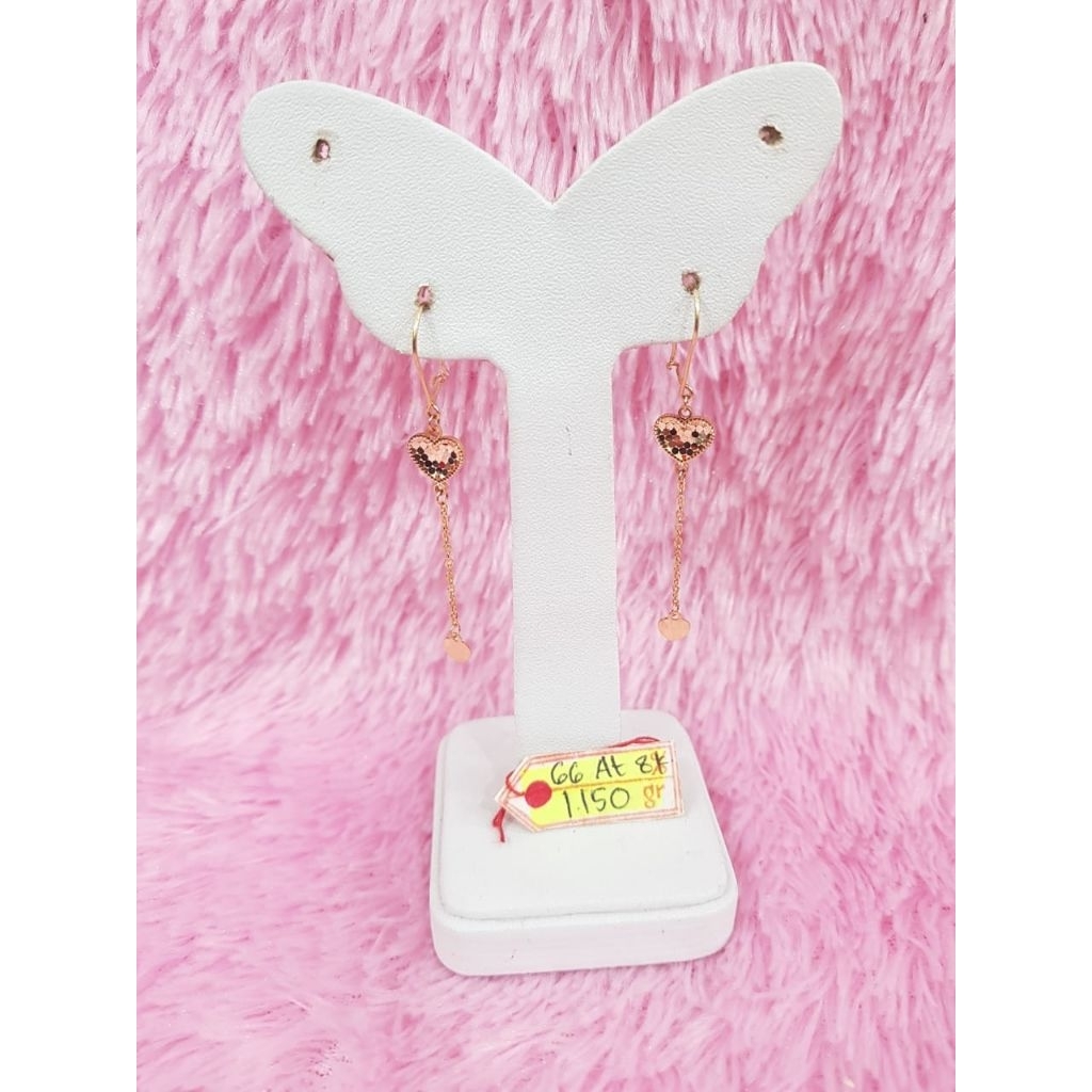 AT965DLM Anting model love variasi rantai vensi emas kuning asli berat 1.150 kadar 375% 8K