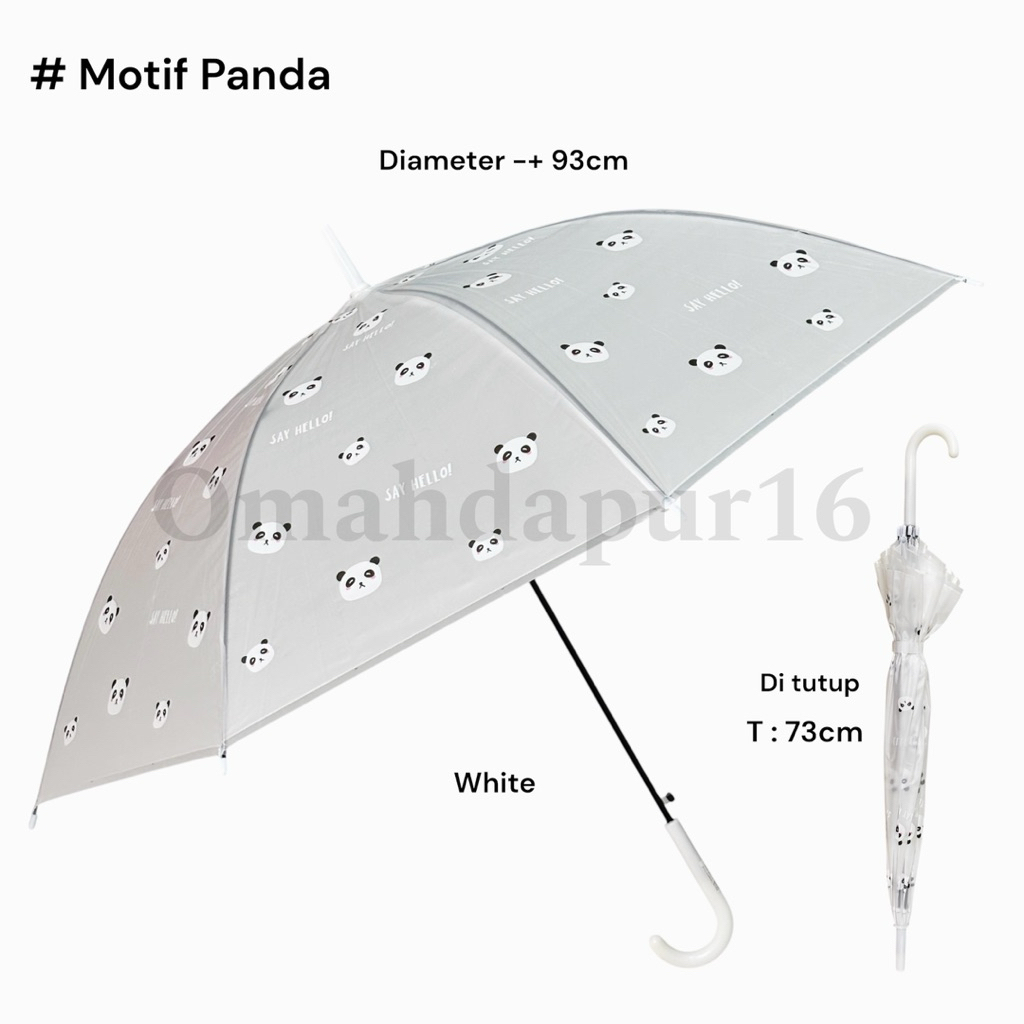 Payung Transparan Korea Motif Beruang Panda | Payung PVC motif Lucu Transparan