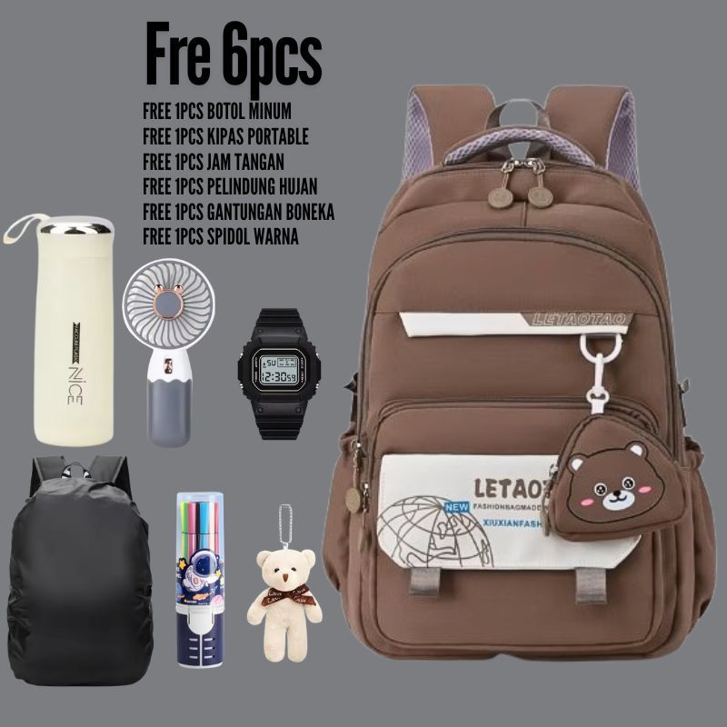 Tas Sekolah LETAOTAO Tas Sekolah Cewek/Cowok Tas Sekolah Backpack SD SMP SMA Tas Sekolah Bahan Kanva