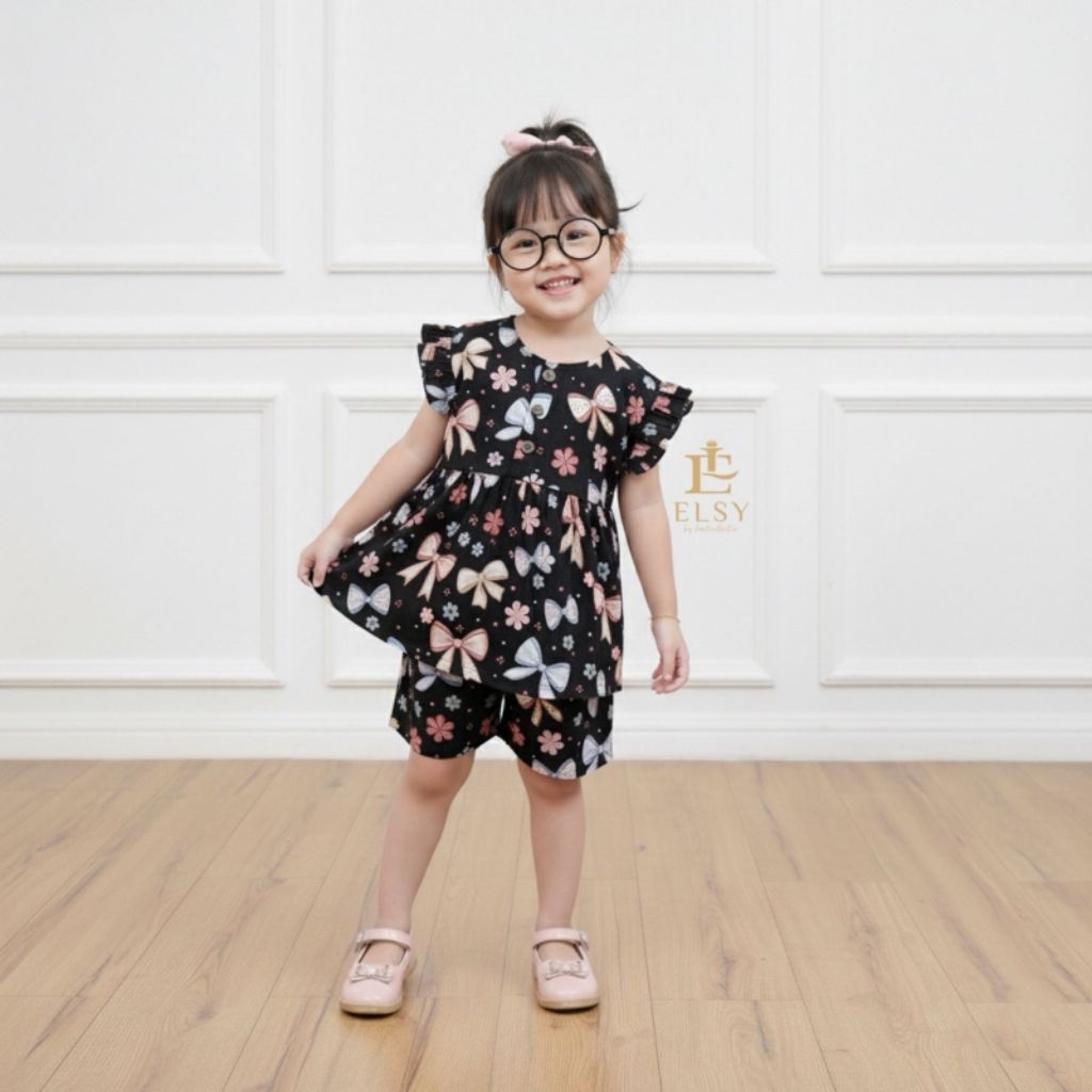 ONE SET RUFFLE ANAK PEREMPUAN BAJU ANAK RAYON SETELAN PENDEK ANAK  SETELAN ANAK