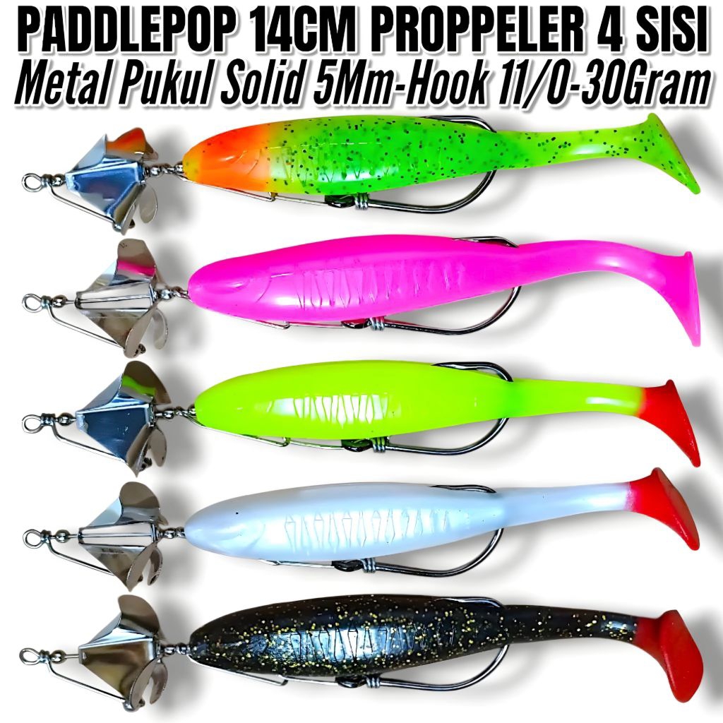 Paddle Pop 14CM Lonceng Propeler 4Sisi. HOOK Costum OXGN 11/0.Berat 30Gram.Silincer Paddle Pop Lonce