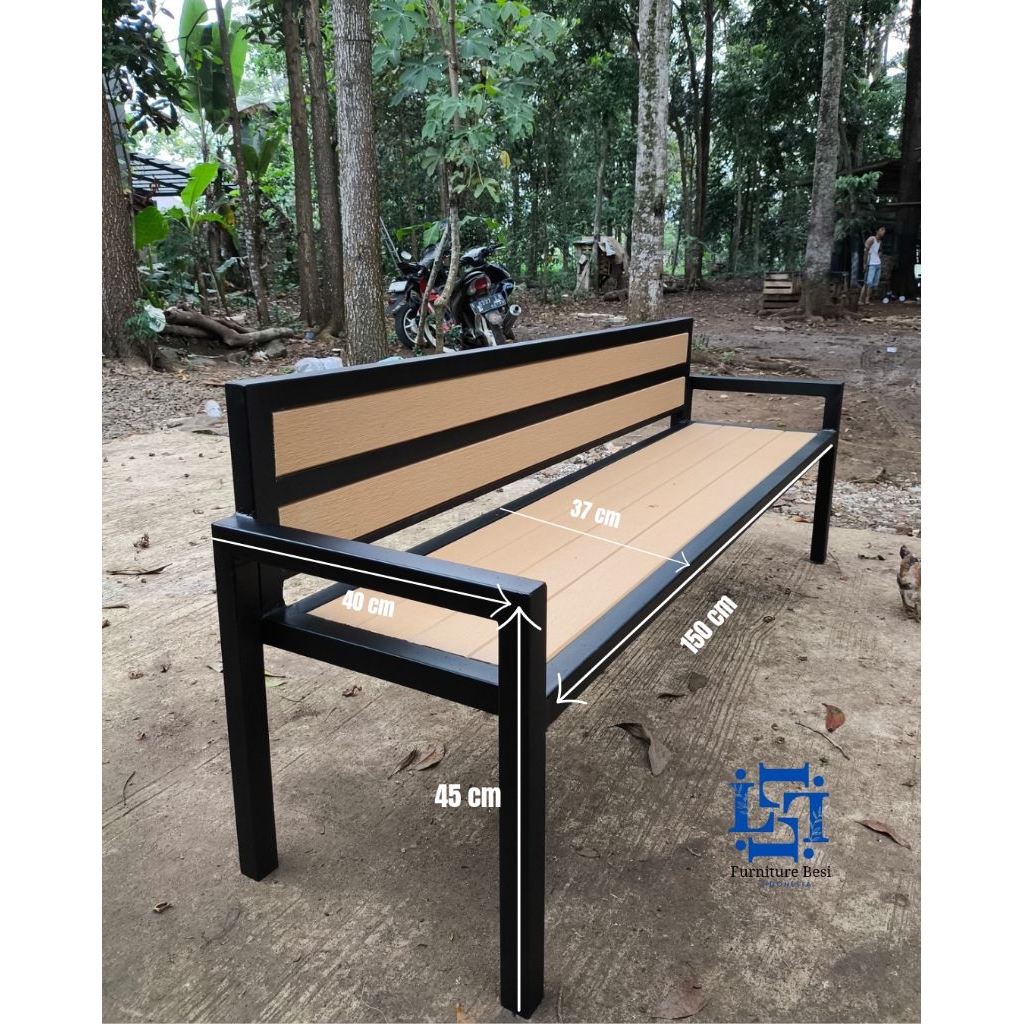 Kursi besi panjang / Kursi besi outdoor / Kursi besi sandaran