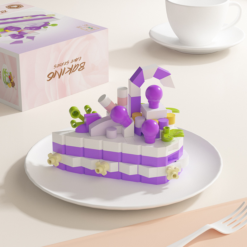 ASTRAIA Building Block cake mainan kue ulang tahun— Dekorasi kue cake Aesthetic -puzzle kue ulang ta