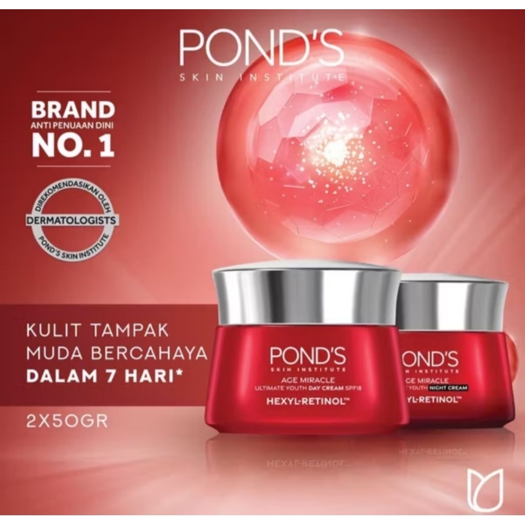Set Pond's Age Miracle 50g Day & Night Cream 50g Set Anti Aging Ponds Age Miracle