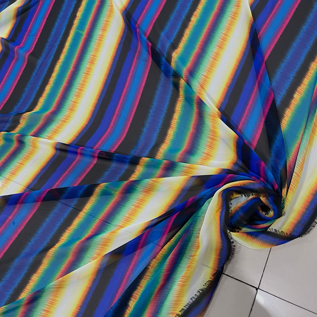 Kain sifon ceruti motif salur - bahan  gamis-tunik-dress