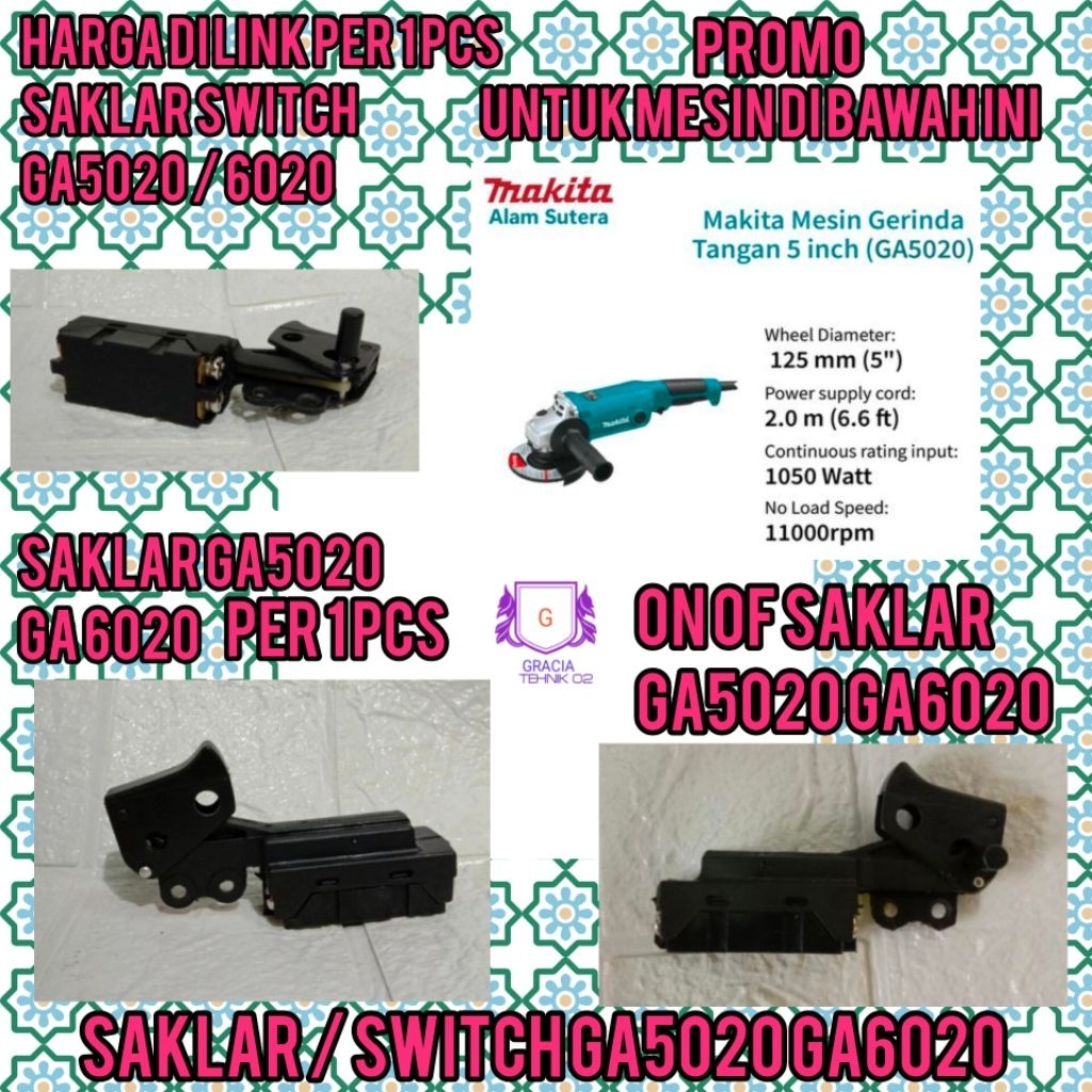 SWITCH GA5020 GA6020 UNTUK MESIN GERINDA TANGAN 5" /6" ON OF SAKLAR GA5020 GA 6020