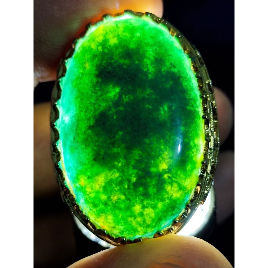 Natural Moss Agate / Batu Badar Lumut Garut, HIJAU, JUMBO, 2