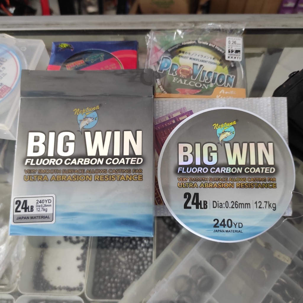 Senar Pancing NEPTUNA BIG WIN 240YD (220M) Original | Fluoro Carbon Coated Tahan Akan Gesekan dan Ab