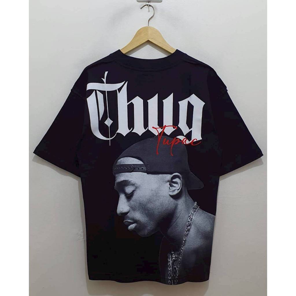 KAOS T-SHIRT OVERSIZE MUSIC THUG TUPAC SHAKUR BLACK
