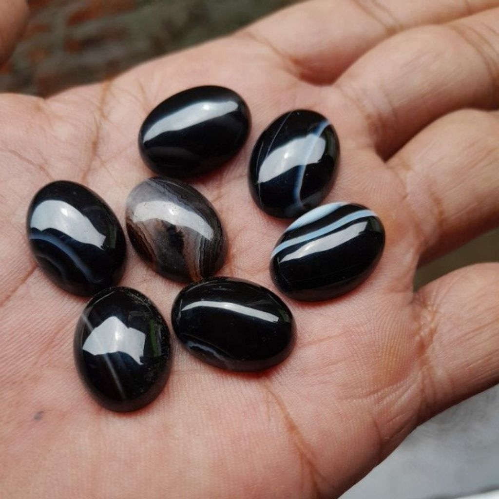 batu akik natural sulaiman hitam 18x13 mm