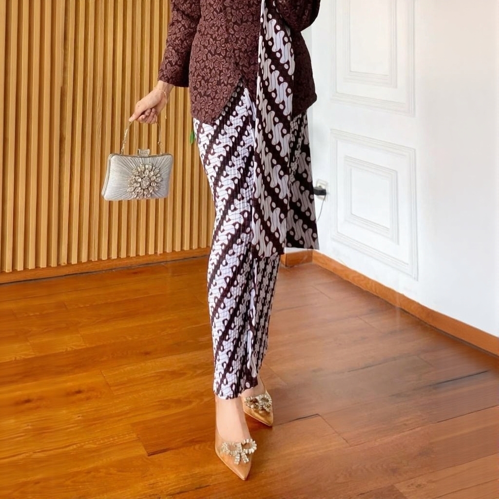 Rok Plisket Batik Wiru+Selendang Batik/Couple Rok Plisket Batik Wiru Dan Selendang Batik
