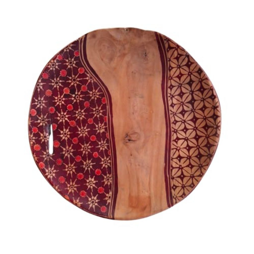 Piring Kayu Kombinasi Batik