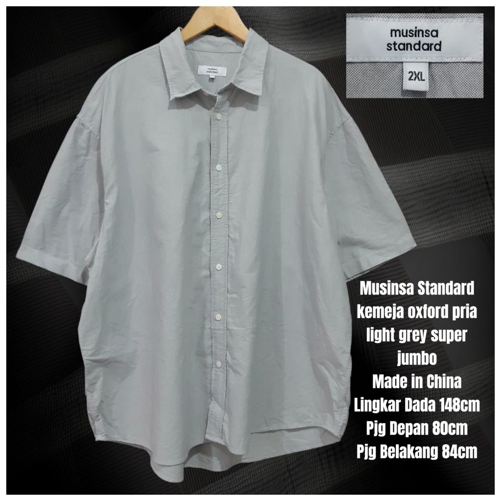 Musinsa Standard kemeja oxford pria light grey super jumbo