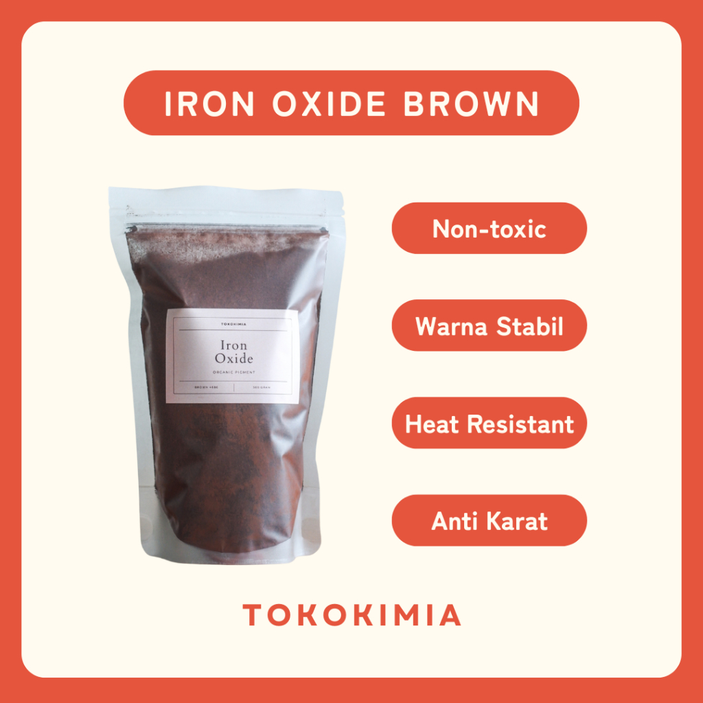 Iron Oxide Brown - Organic Pigment Powder Pewarna Bubuk Verf Oker Cokelat 500 gram by TOKOKIMIA