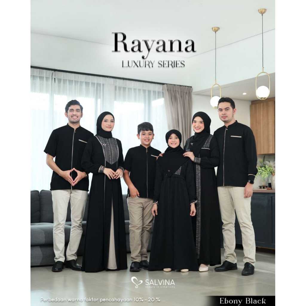 EBONY BLACK - SARIMBIT RAYANA LUXURY BY SALVINA HIJAB - FAMILY SET COUPLE MUSLIM