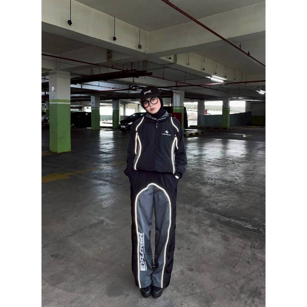 Nagoya Setelan Jaket Celana Reflektif Menyala - Jaket Parasut Reflective Menyala Windbreakers