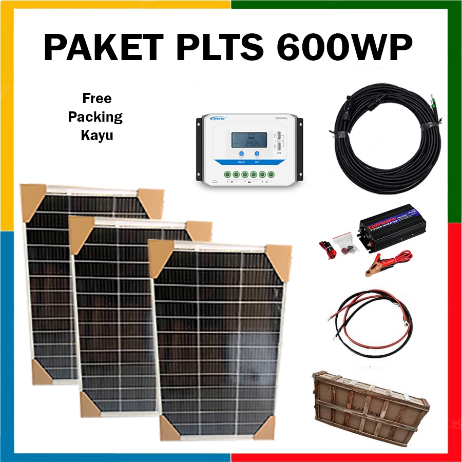 Paket PLTS 600WP Aki 200Ah Solar Panel (4800wh)