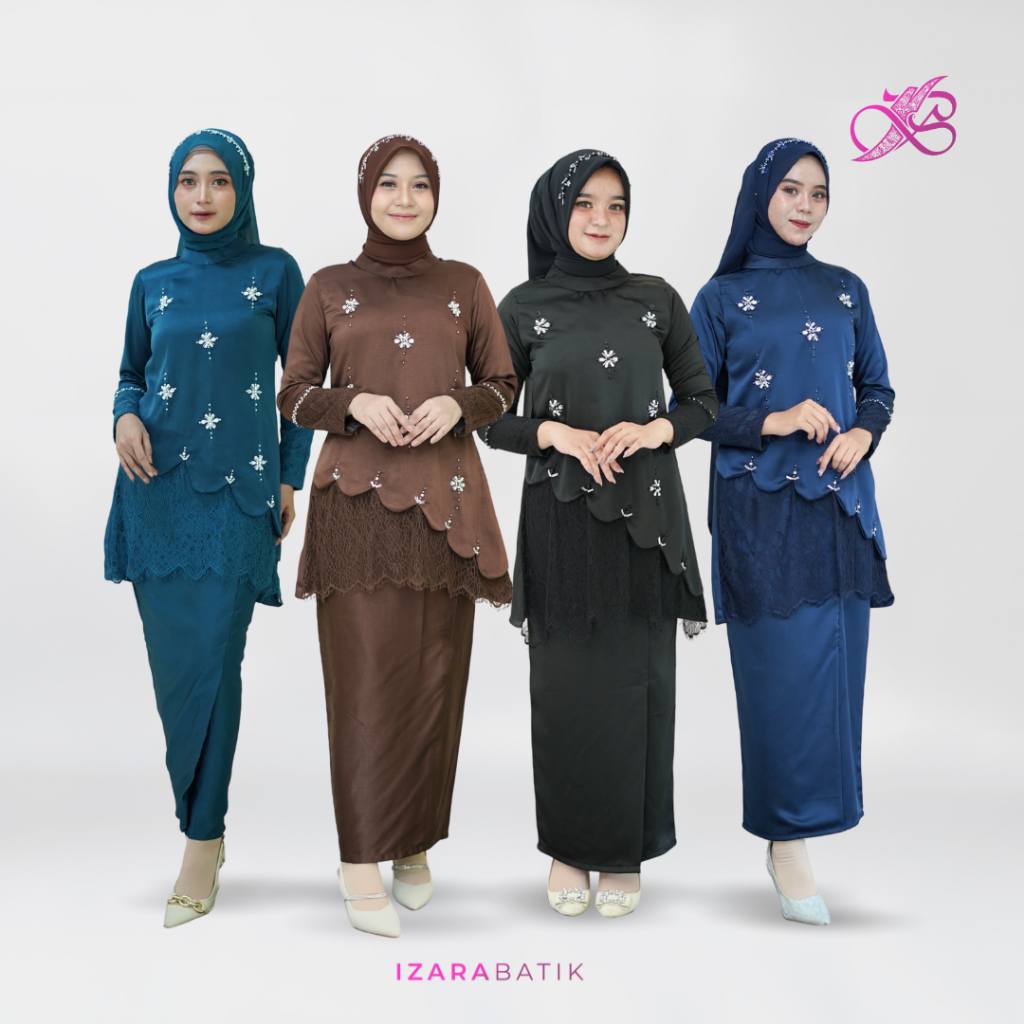 IZARABATIK - Set Suhita Malay Baju Dress Pesta Kondangan Seragam Bridesmaid Setelan Wanita Full Paye
