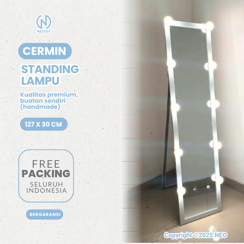 Cermin Kaca Aesthetic Vanity Mirror Full Body Kaca Standing Berdiri Dekorasi Ruangan Rumah Penghias 