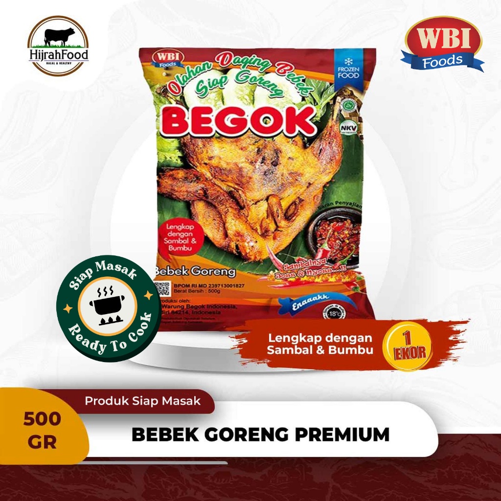 Begok Bebek Goreng Frozen 500 gram Lengkap Dengan Sambal dan Bumbu Premium