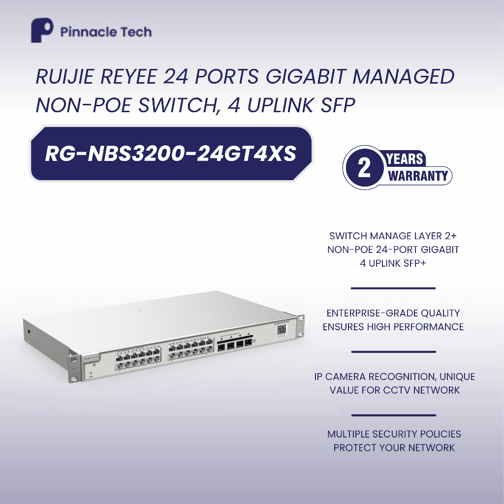 Ruijie Network Switch RG-NBS5200-24GT4XS | High Performance 24GE + 4 10G