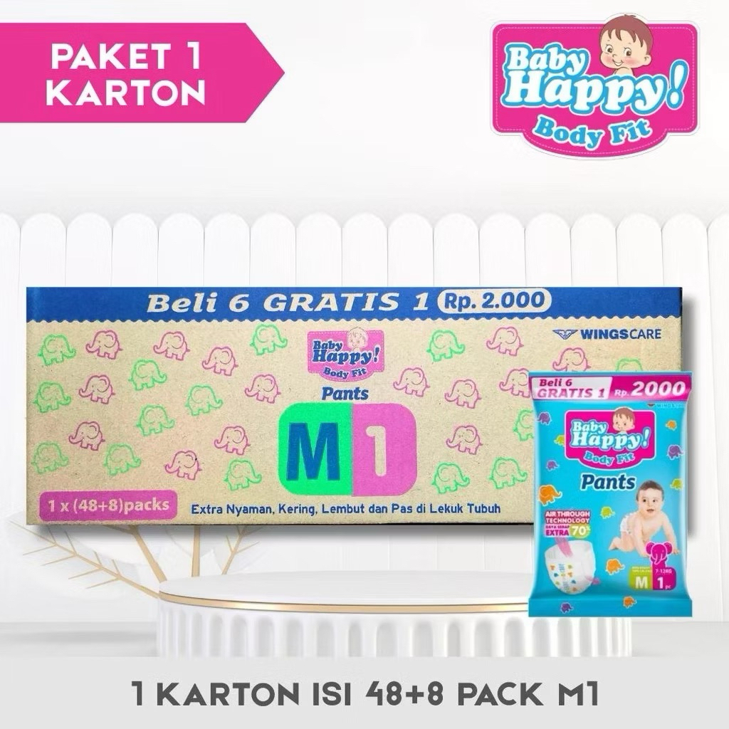 BABY HAPPY M 1dus yang rentengan 56 isi nya