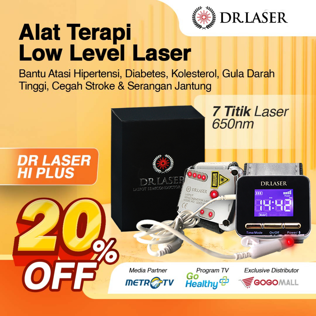 DR LASER HI PLUS OFFICIAL GOGOMALL - TERAPI MEMBANTU MENURUNKAN KOLESTEROL & TENSI