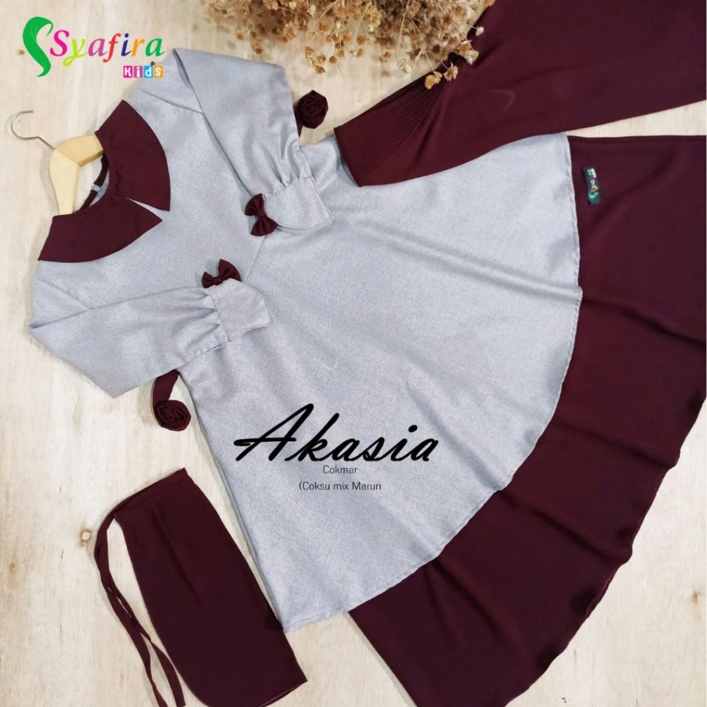 [Syafira Kids] Gamis Syar'i Anak Set Khimar Cadar Tali Usia 3 tahun sampai Remaja