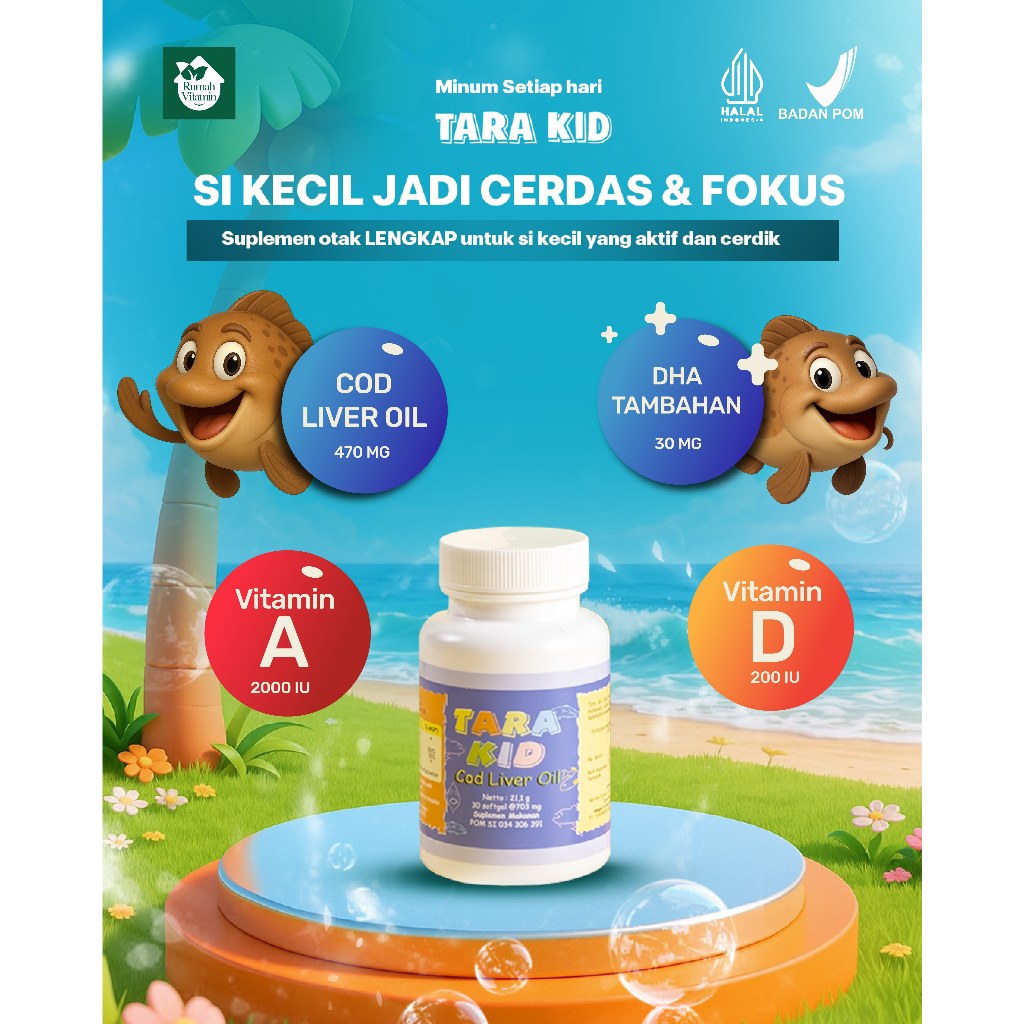 Vitamin DHA Kecerdasan TARAKID COD LIVER OIL Multivitamin Anak Usia 1 Tahun Ke Atas