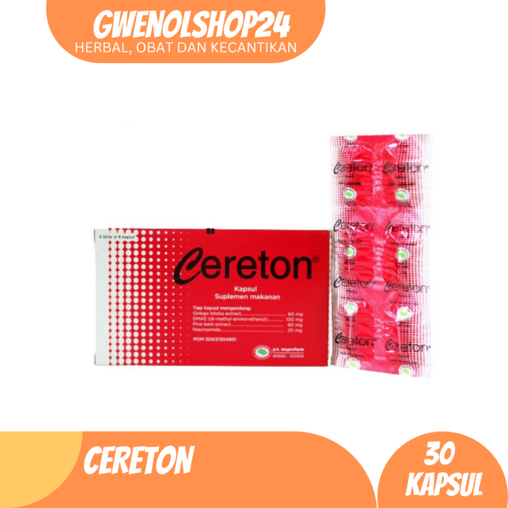 Cereton Box Isi 30's Kapsul Mepro | Ginkgo Biloba | Suplemen Membantu Sirkulasi Darah