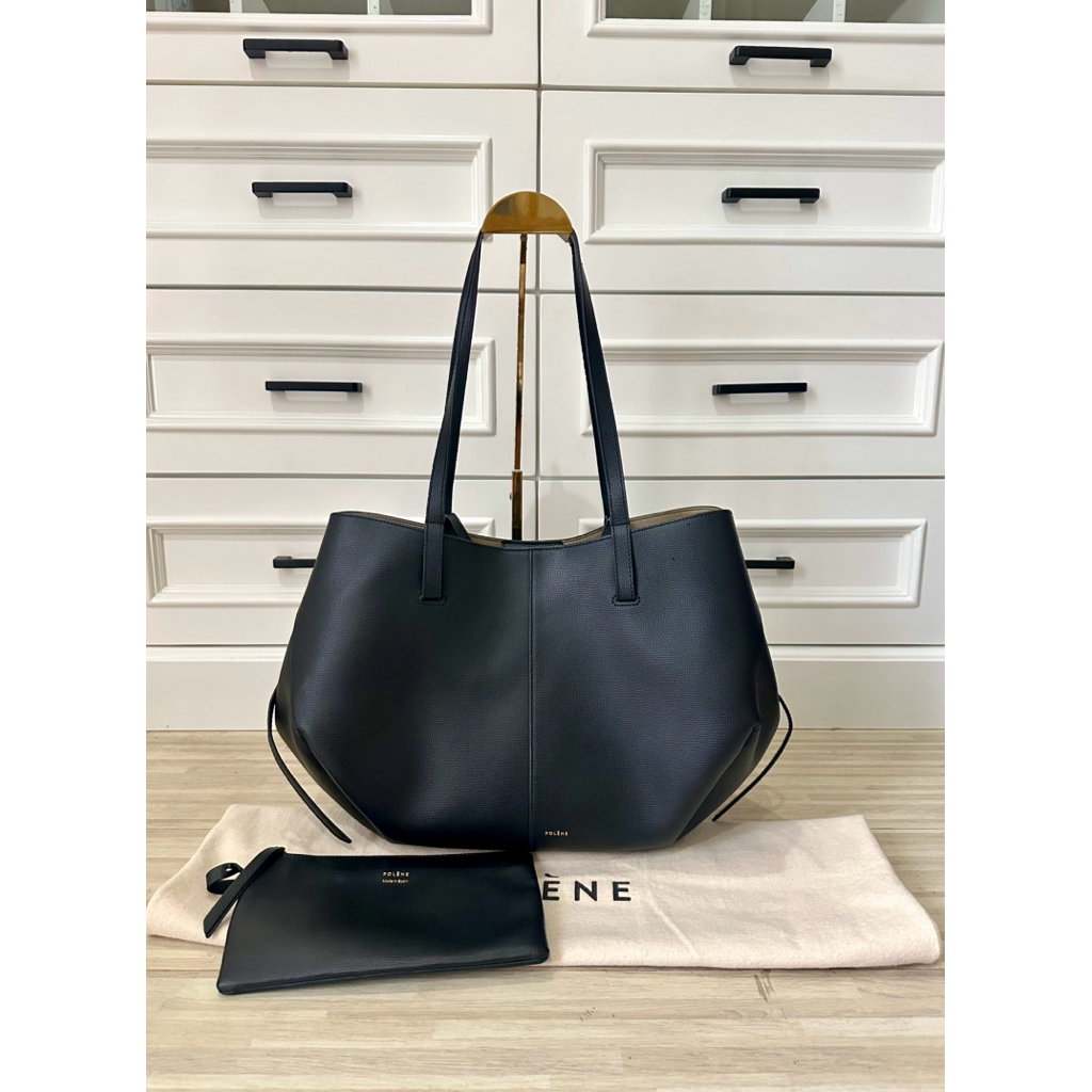 Excellent polene cyme regular black hitam authentic preloved shoulder tote bag reguler