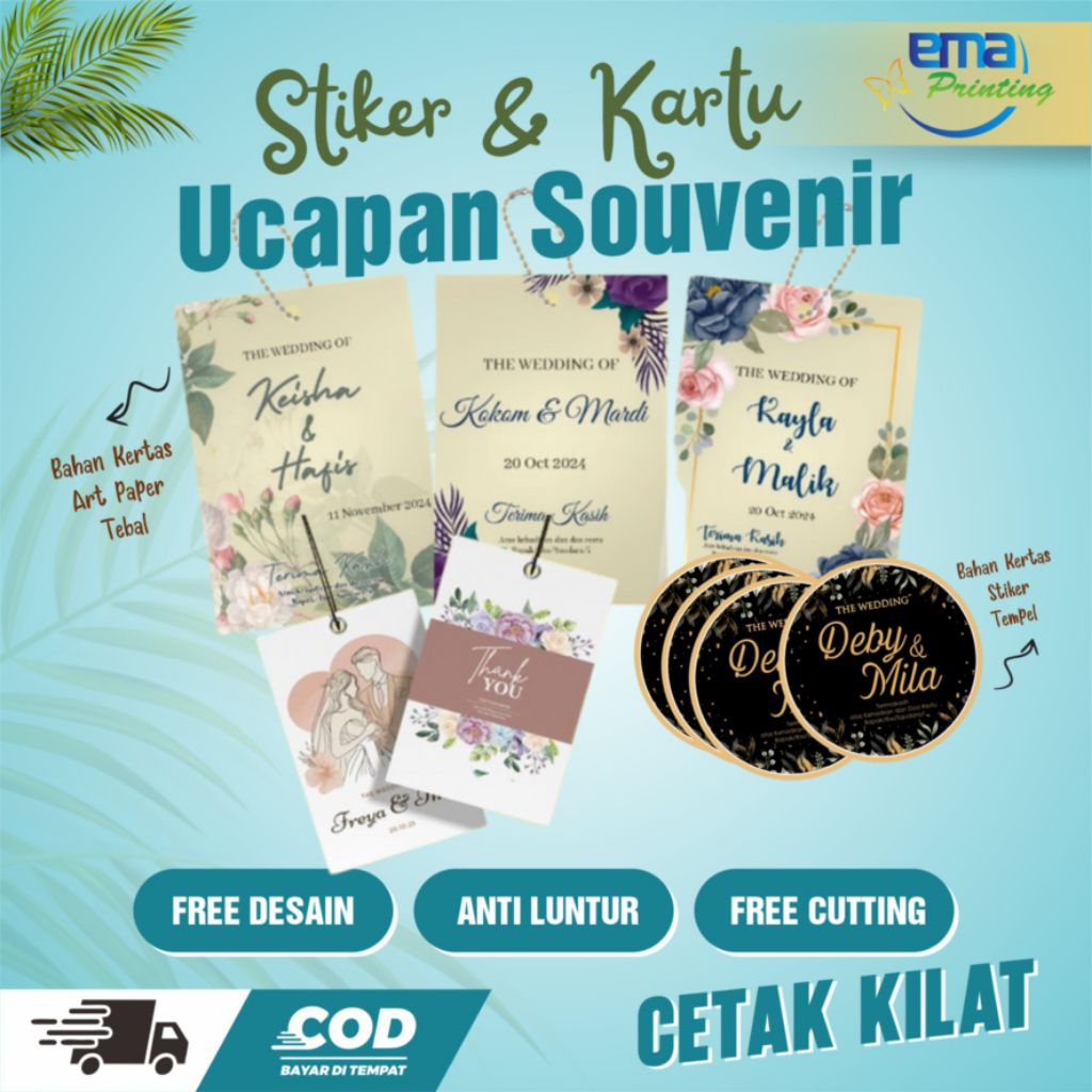 KARTU WEDDING/THANKYOU CARD/KARTU SOUVENIR/KARTU UCAPAN/STIKER UCAPAN/SOUVENIR/STIKER CUTTING