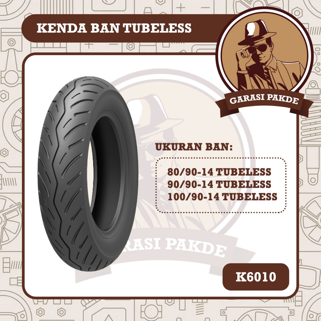 Kenda Ban Tubles Tubeless K6010 80/90 90/90 100/90 Ring 14 - Ban Motor Depan Belakang Beat Vario Gen