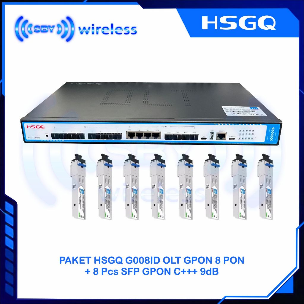 olt hsgq gpon g008id 8pon port dan sudah termasuk hsgq sfp c+++ 9db
