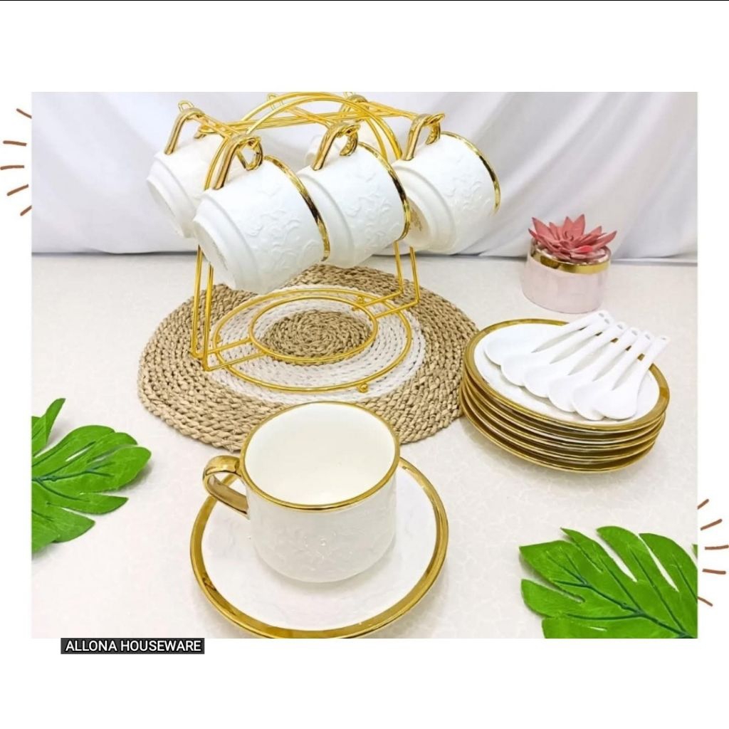 CANGKIR TATAKAN SET KERAMIK MARBLE FIORENZA 812C