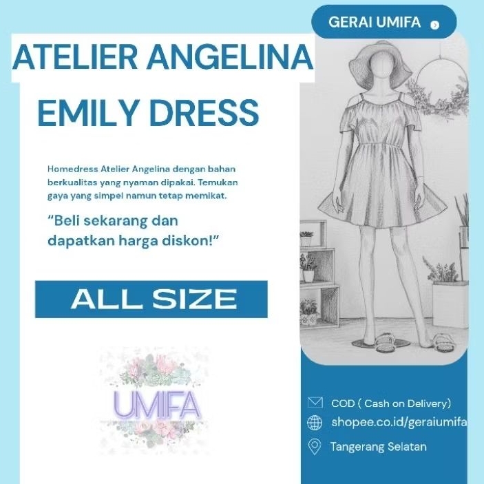 Emily Dress Atelier Angelina Whimsy Bloom Broken White size Big Dress Pendek Mewah Ekslusif Premium 