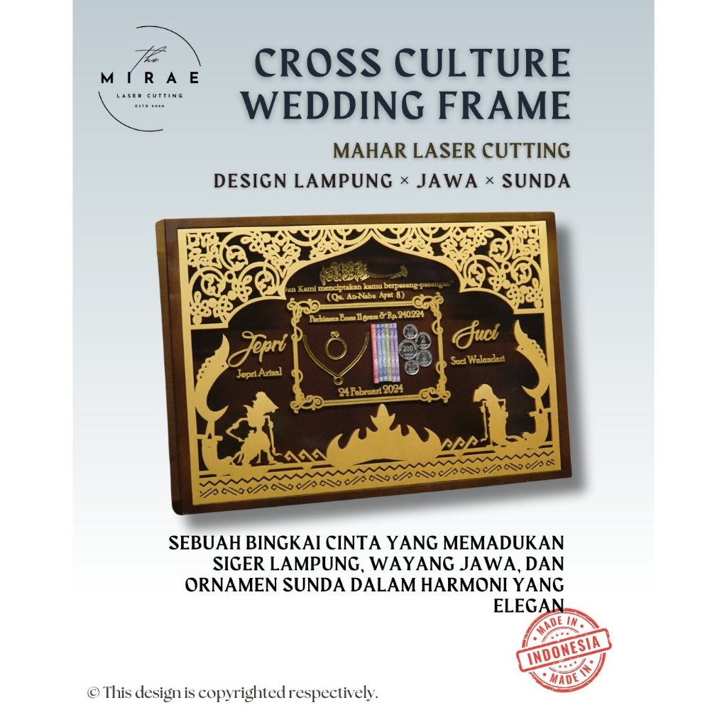 Mahar Nikah Lampung Sunda Bingkai Pernikahan Mahar Laser Mahar Nikah Mix Budaya Landscape 30x45cm