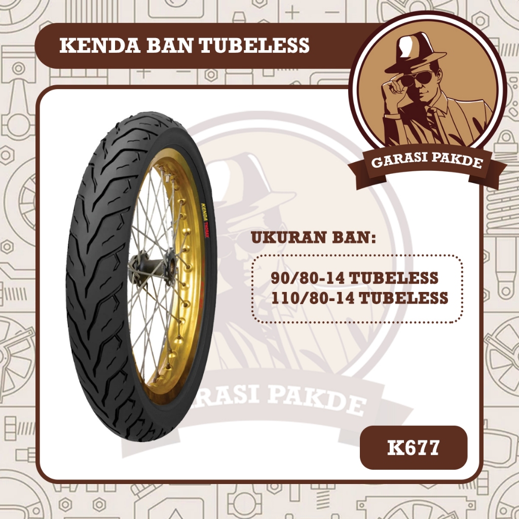 Kenda Ban Tubeless Tubles K677 90/80 110/80 RING 14 Ban Motor Beat Vario Address Original