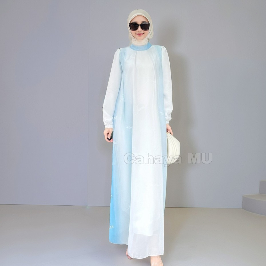 Gaun Wanita Warna Gradien Elegan Terbaru/Gamis Wanita Lebaran