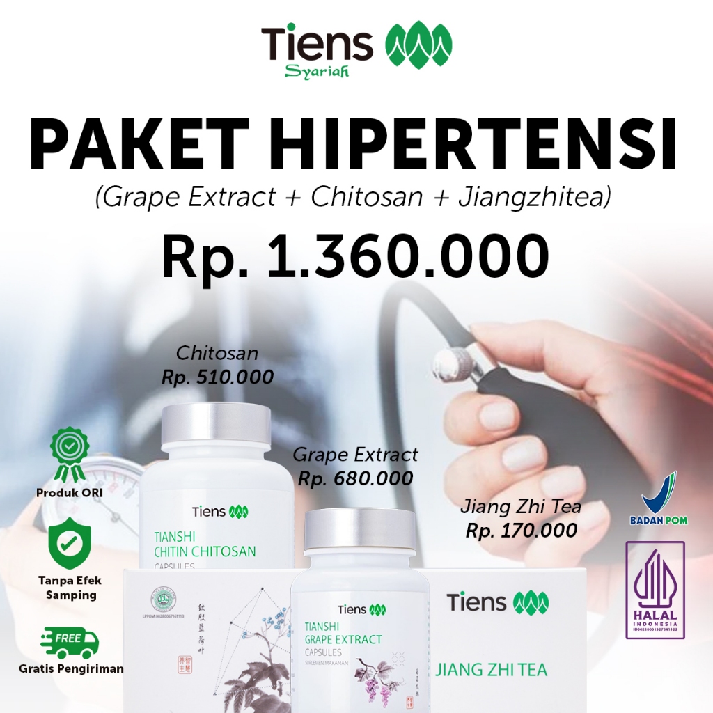 Paket Hipertensi Tiens (Pusing, Sakit Kepala, Jantung Berdebar, Mata Kabur) - [Grape Extract + Chito