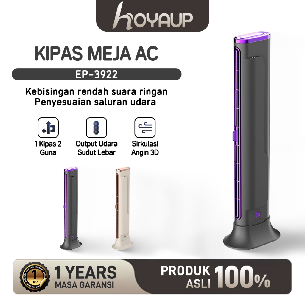 HOYAUP Kipas Meja Ac Kipas Tanpa Bilah Modern Air Cooler Fan Ac Mini Kipas Meja 5 Gear Portabel Blad