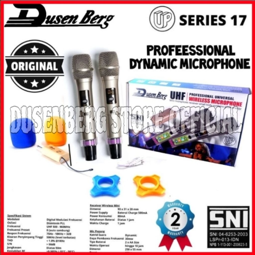 2 Mic Wireless DUSENBERG Series 17 Mic Bluetooth Bisa Charger- Garansi