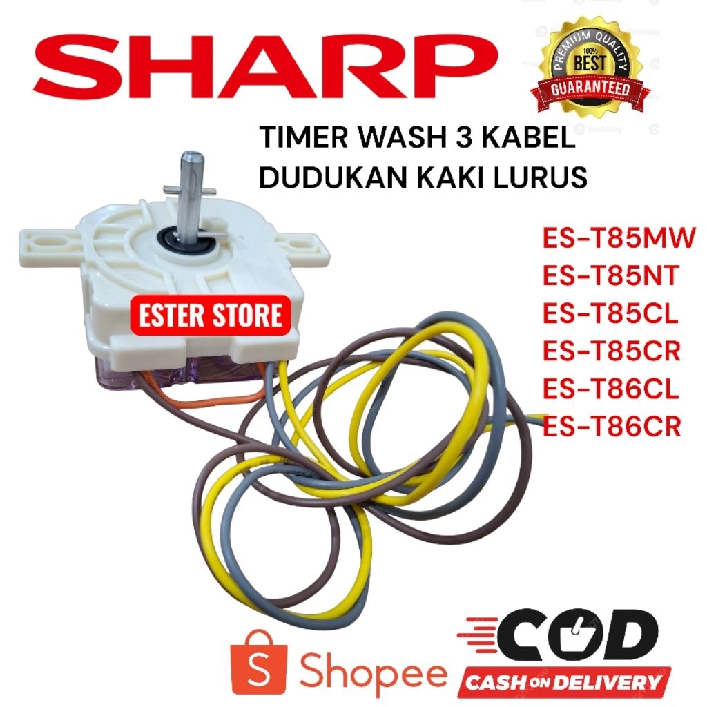 Timer wash 3 kabel mesin cuci Sharp ES-T85MW ES-T85NT ES-T85CL ES-T85CR Timer pencuci mesin cuci Sha