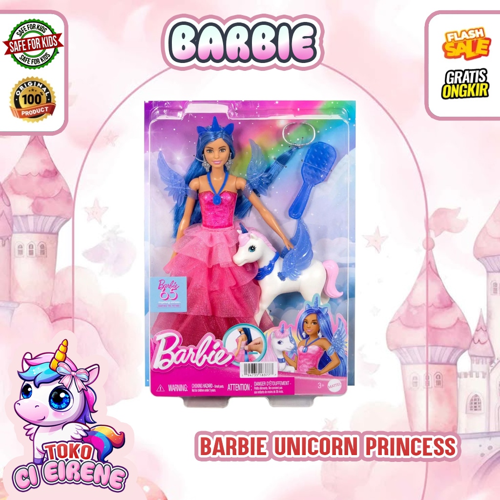 Boneka Barbie Unicorn Princess Set + Kuda Unicorn & Aksesoris