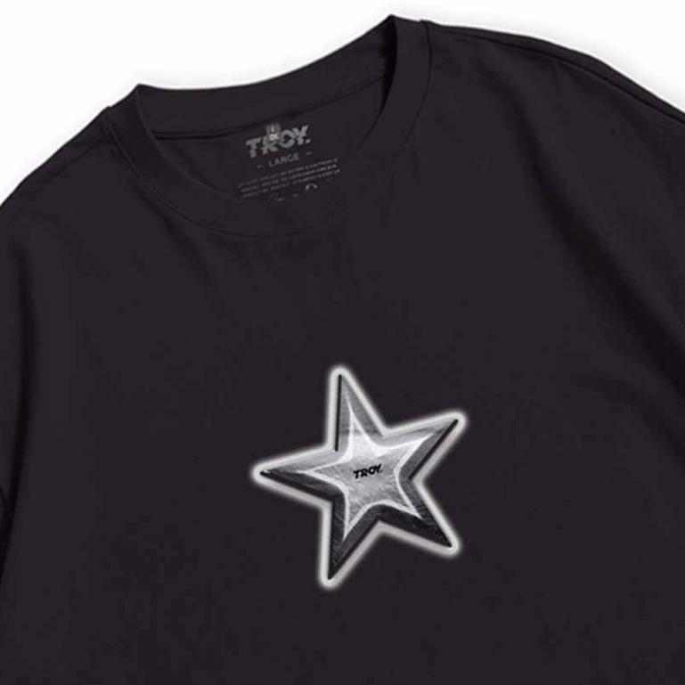 Troy Company Oversize Tshirt Black Silver Star - Kaos Oversize Hitam Lengan Pendek OVD 2536