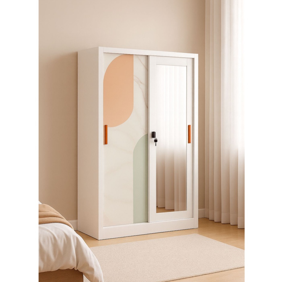 Lemari Besi Pakaian Sliding 2 Pintu Ukuran 90cm Lemari Besi Pakaian Lemari Baju Pintu Geser