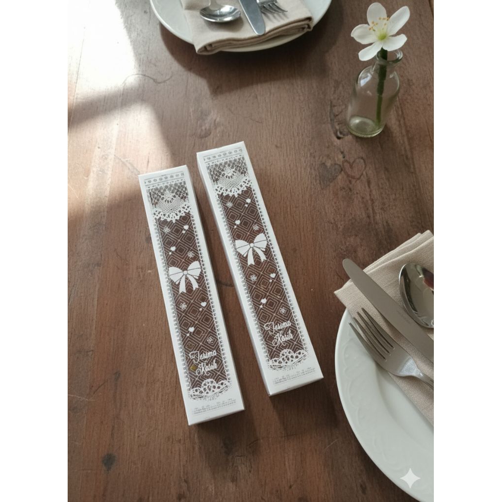 (50pcs)Mika Motif Untuk Kemasan Sendok Garpu - Box Mika Souvenir Sendok Garpu