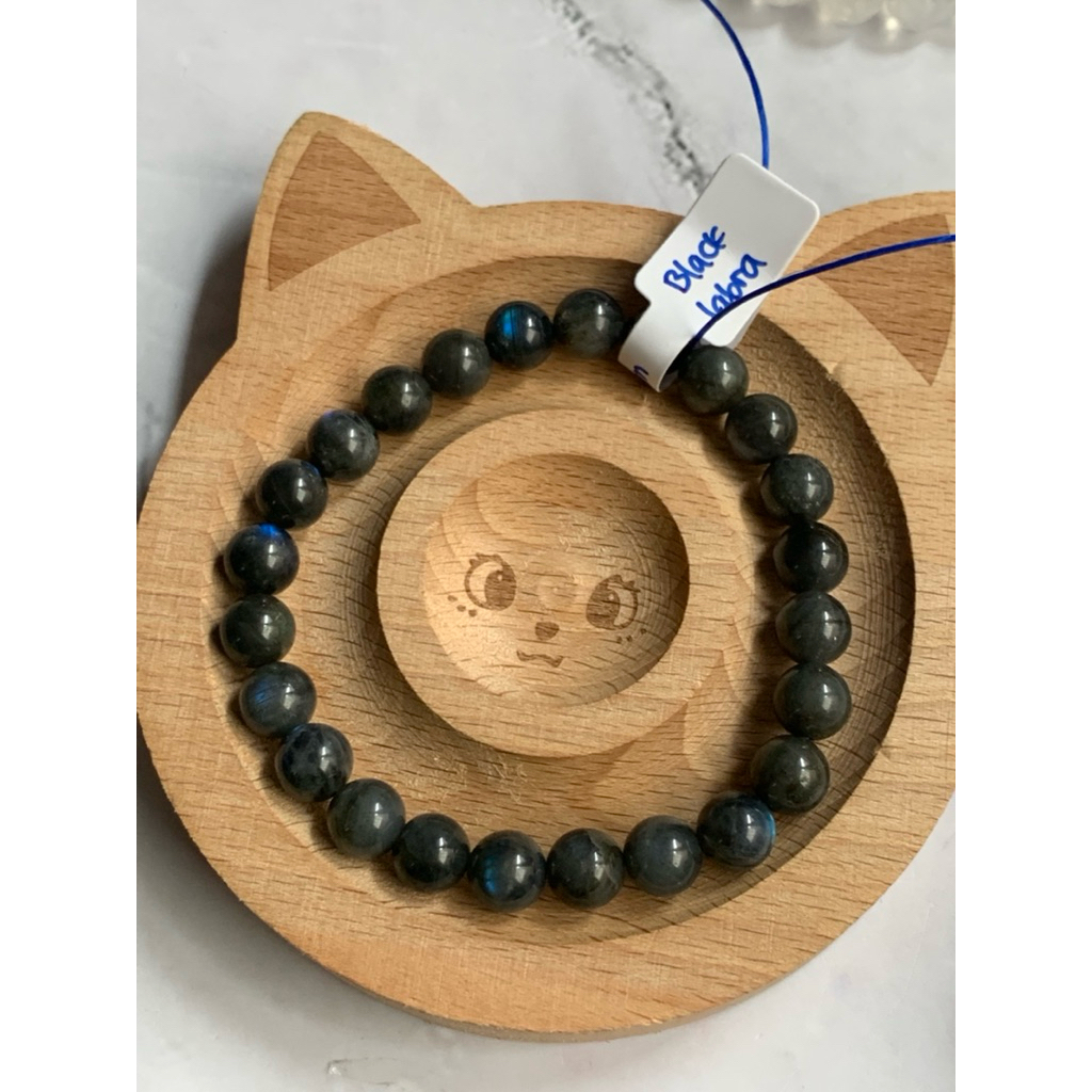 Black Labradorite Bracelet Blue Flash (8mm)